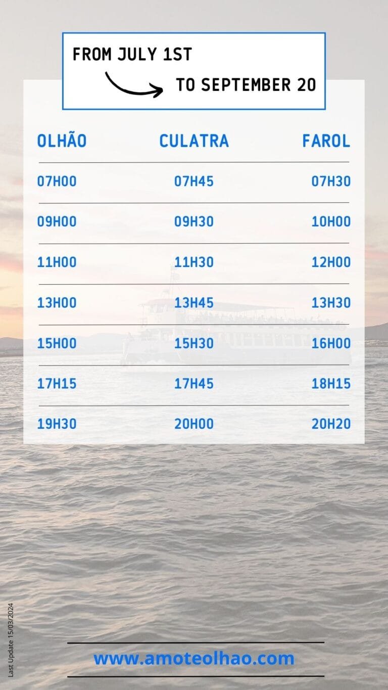 Example Ferry Timetables Olhão Ferry Timetables : Armona, Culatra, and Farol Island Routes - Amo ...